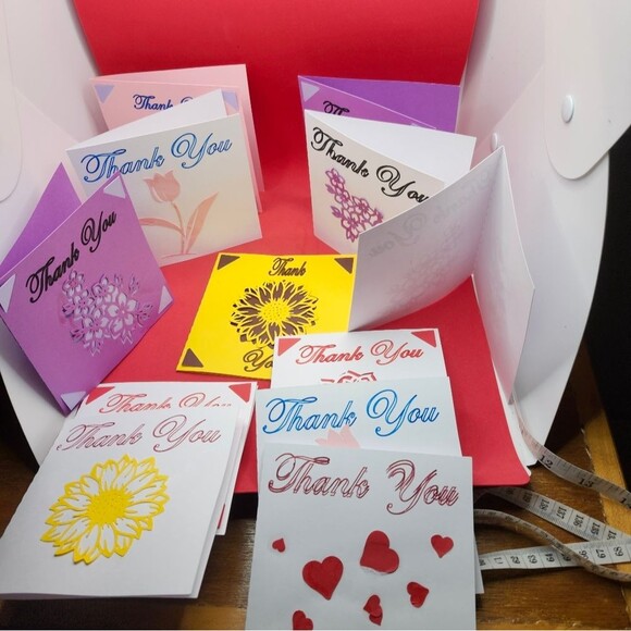Hand Crafted Colorful Thank You Card Set of 12 - Picture 5 of 11